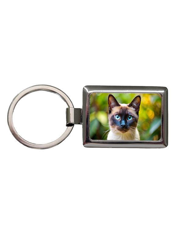 Siamese Cat Photo Metal Rectangle Keychain
