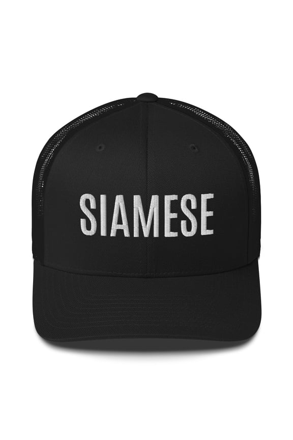 Siamese Cat Trucker Cap Cat Hat (Black)