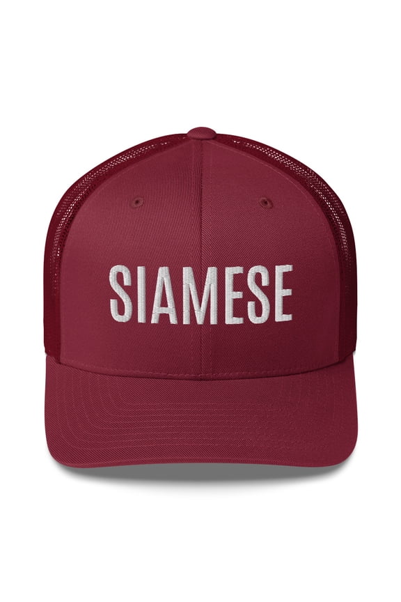 Siamese Cat Trucker Cap Cat Hat (Cranberry)