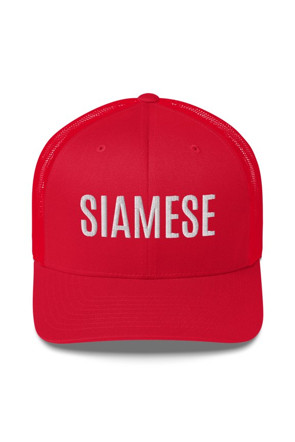Siamese Cat Trucker Cap Cat Hat (Red)