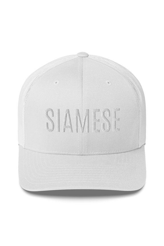 Siamese Cat Trucker Cap Cat Hat (White)