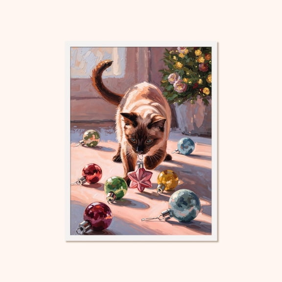 Siamese Cat Wall Art, Pastel Unframed Paper Print