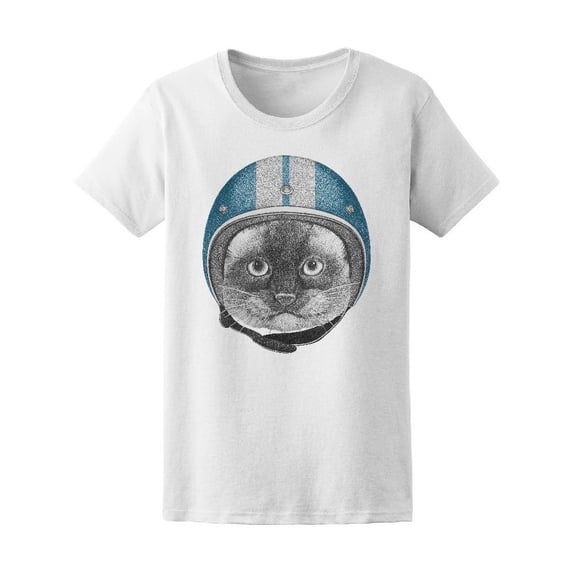 Siamese Cat With Helmet T-Shirt Women -Image by Shutterstock, Female Small