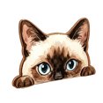 thumbnail image 1 of Siamese Cat Wooden Decoration with Peeking Design, 1 Piece, Wood Finish, for Home and Office Shelf Display, 1 of 3