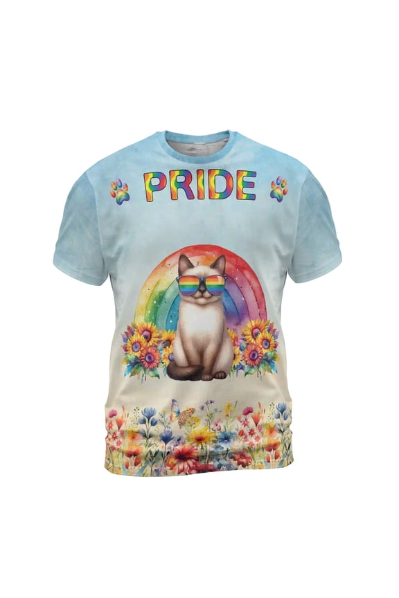 Siamese Celebrates Rainbow Pride Month LGBT LGBTQ+ All Over Print 3D Shirt Unisex Merch Cat Lover Kitten Owner Gifts - 01003