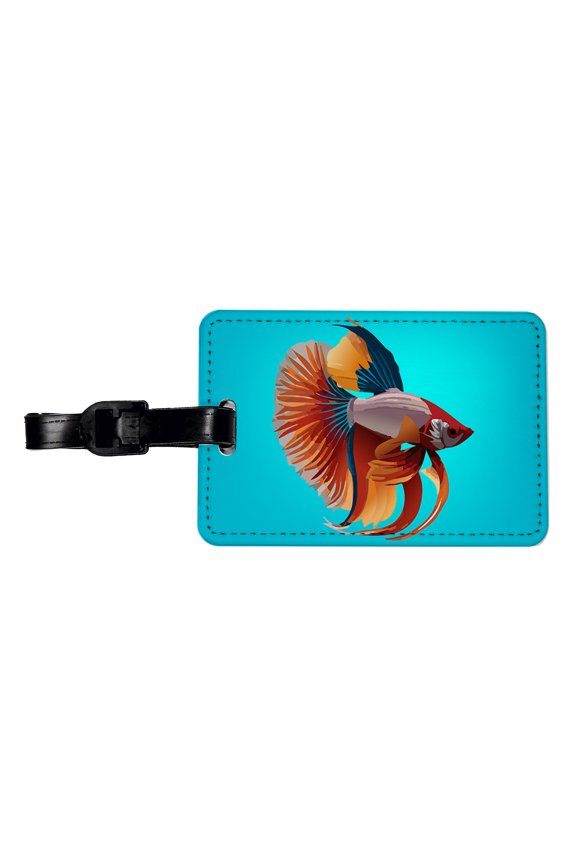 Siamese Fighting Fish Betta Freshwater Faux Leather Travel Luggage Tag