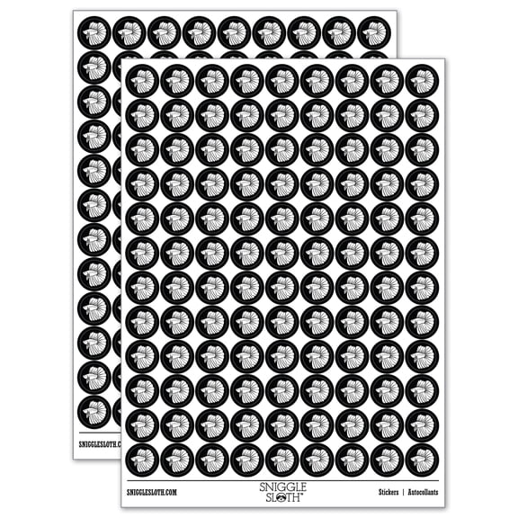 Siamese Fighting Fish Betta Splendens with Large Fins 200+ Round Stickers - Black - Matte Finish - 0.50" Size