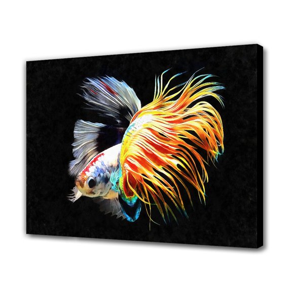 Siamese Fighting Fish Canvas Poster Bedroom Decor Sports Landscape Office Room Decor Gift,Frame-style,24x36inch(60x90cm)