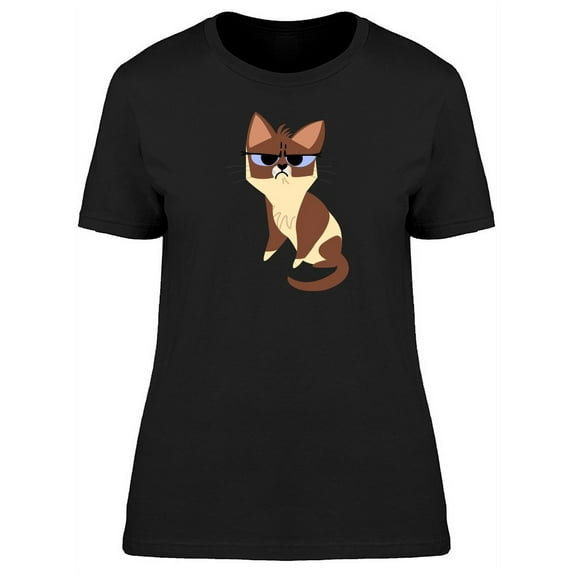 Siamese Grumpy Kitten Doodle T-Shirt Women -Image by Shutterstock, Female Large