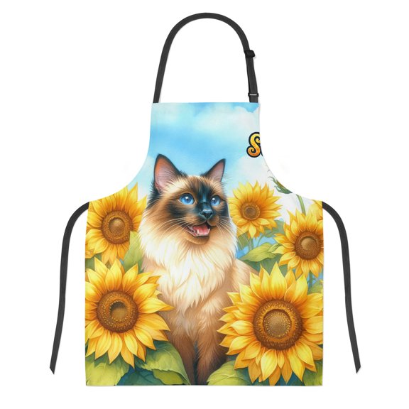 Siamese Hello Summer Sunshine Sunflowers Spring Retro Vintage Apron Cat Lover Kitten Owner Gifts for Cooking Grilling Baking Painting Gardening - 00008