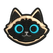 Siamese Himalayan Cat Head Applique Multi-Color Embroidered Iron-On Patch - 2.0 Inch Mini