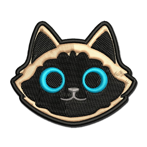 Siamese Himalayan Cat Head Applique Multi-Color Embroidered Iron-On Patch - 2.5 Inch Small