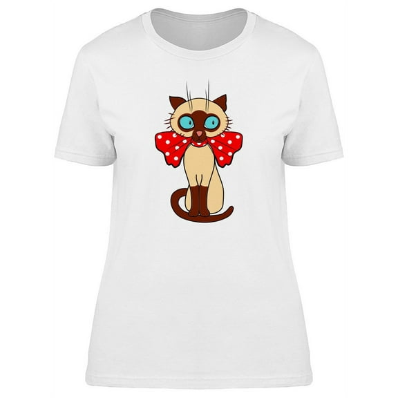 Siamese Kitten With Ribbon T-Shirt Women -Image by Shutterstock, Female Medium