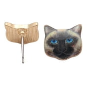 Siamese Kitty Cat Stud Earrings Blue Eye Girls Ginger Lyne Collection