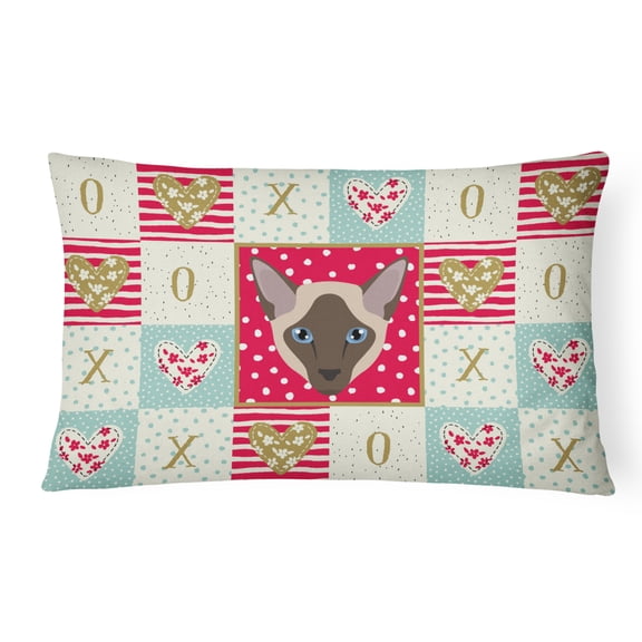 Siamese Modern Cat Love Canvas Fabric Decorative Pillow Red