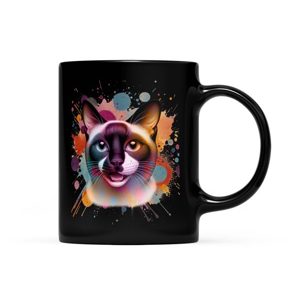 Siamese Portrait Watercolor Vintage Retro Styles Mug Cat Lover Kitten Owner Gifts Coffee Tea Cup - 00001