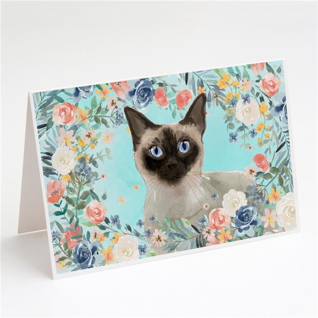 Siamese Spring Flowers Greeting Cards & Envelopes - Pack of 8