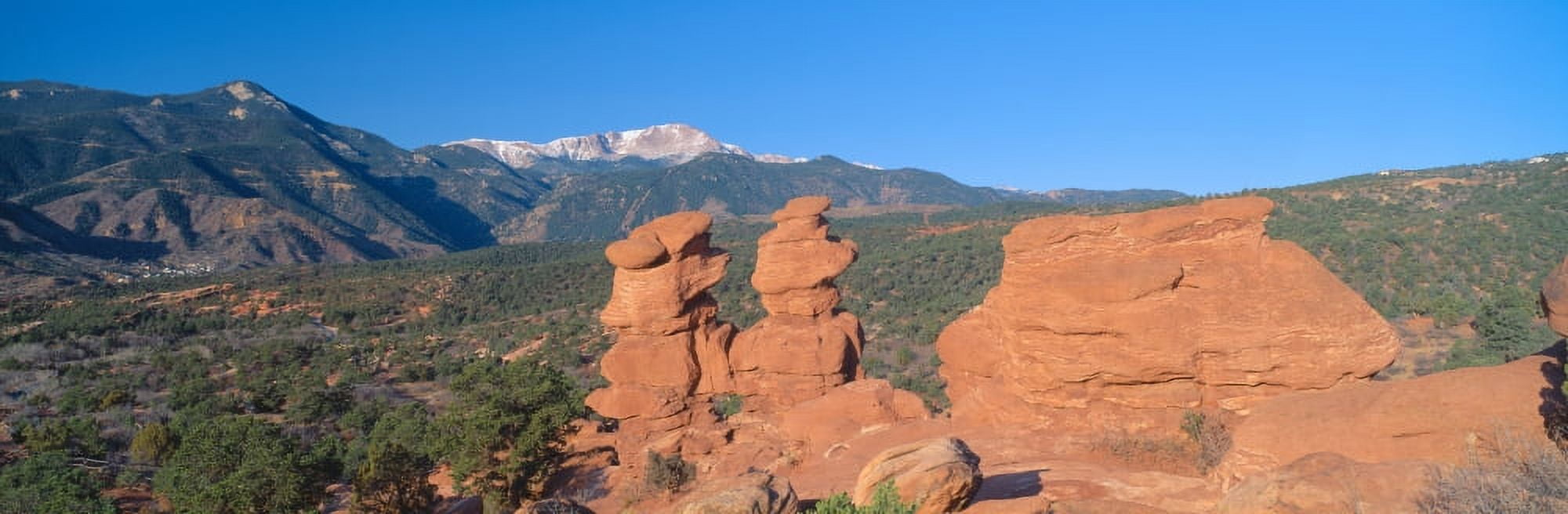 Siamese Twins and Garden of the Gods Colorado Springs Colorado Canvas Art - Panoramic Images (27 x 9)