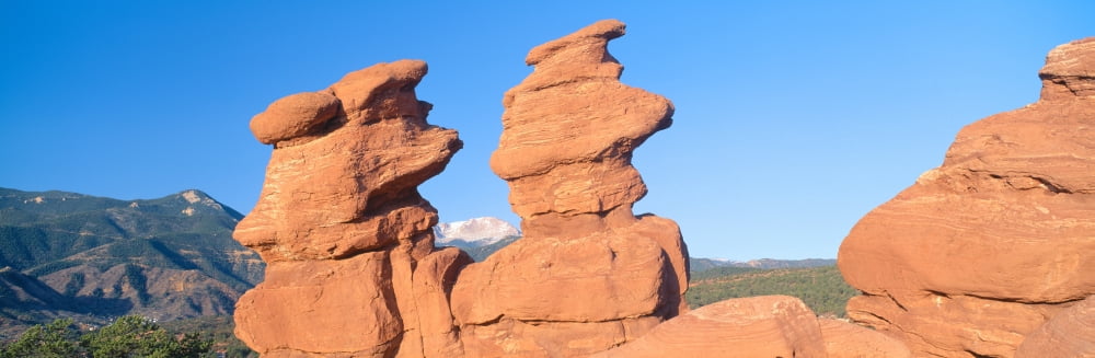 Siamese Twins and Garden of the Gods Colorado Springs Colorado Canvas Art - Panoramic Images (27 x 9)