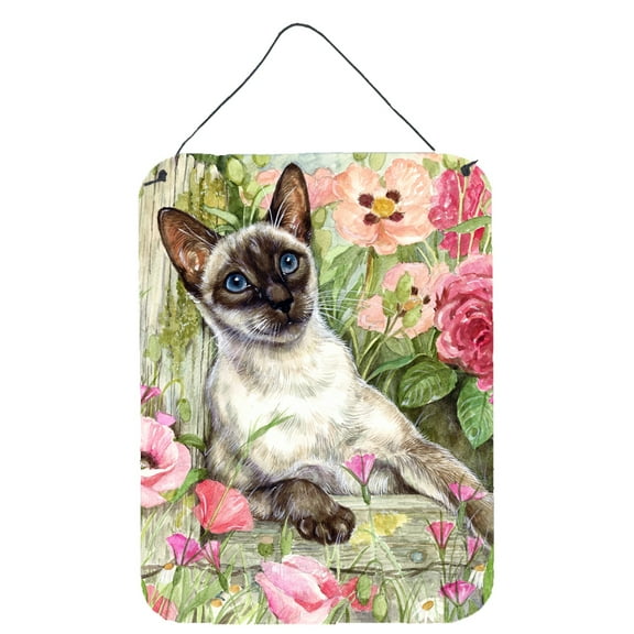 Siamese cat in the Roses Wall or Door Hanging Prints