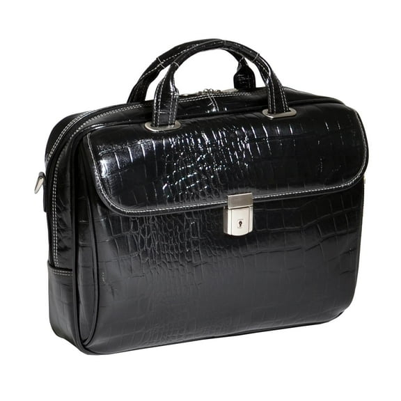 Siamod Settembre Leather Medium Ladies Laptop Briefcase - Black