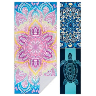 Siaomo Beach Towel Pool Towel, Microfiber,Quick Dry, for Wimming,Sports,Gym -73" x 32" Pink Mandala