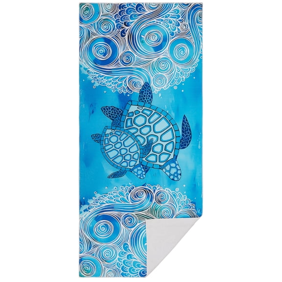 Siaomo Beach Towel Pool Towel, Microfiber,Quick Dry, for wimming,Sports,Gym -73" x 32"- Sea Turtle Family