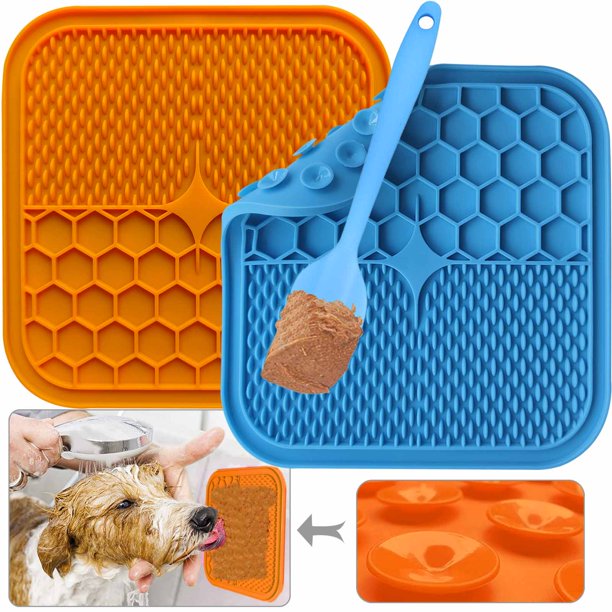 Siaomo Lick Mat for Dogs,2 PCS Slow Feeder Pad for Dog,Dog Bath Distraction Device,Dog Boredom