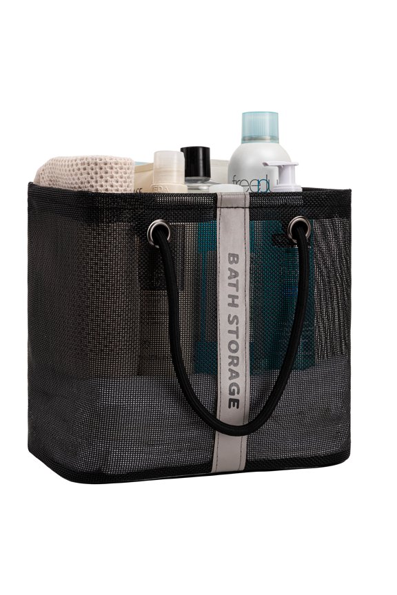 Mesh Shower Caddy, Bathroom Caddy, Portable Shower Basket Bag for College Dorm Bathroom Gym Camp Travel,Quick Dry Toiletry Bag- Black