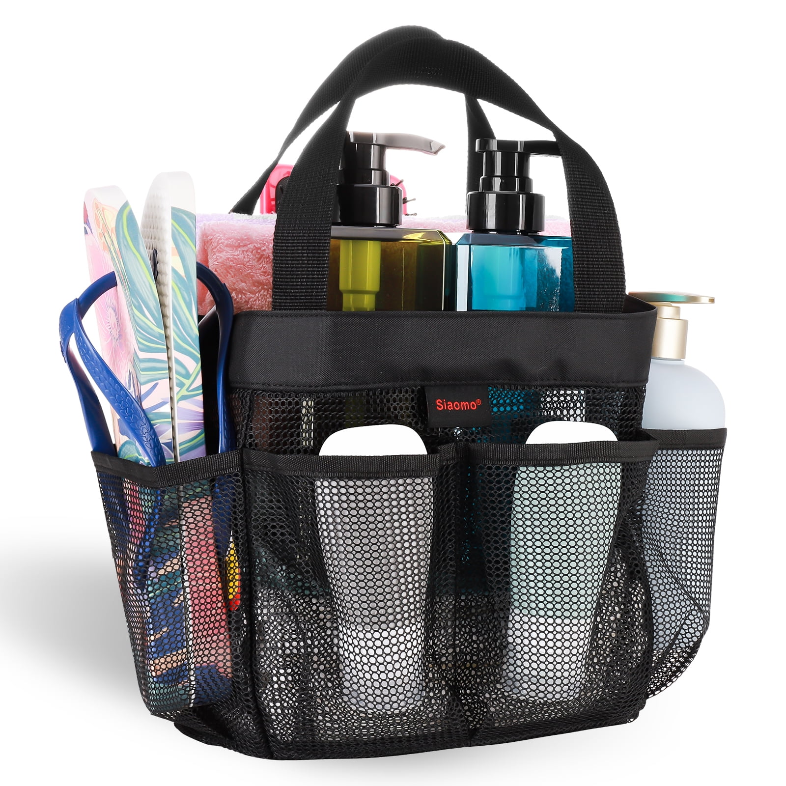 Walmart Coupons of Siaomo Natural Mesh Shower Caddy Portable Tote Bag for College Dorm Essentials, Bathroom, Gym, Camp, Travel, Hanging Caddy Basket, Quick Dry Toiletry Bag (8-Pockets | Black)