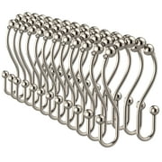 Siaomo Nickel Premium Stainless Steel Rustproof Easy Glide Shower Curtain Double Hooks 12 Pieces