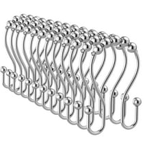 Siaomo Shower Curtain Hooks, 12 Pcs Shower Curtain Rings, Premium Stainless Steel, Rustproof, Easy Glide, for Bathroom Shower Rods Curtains - Double Hooks, Chrome