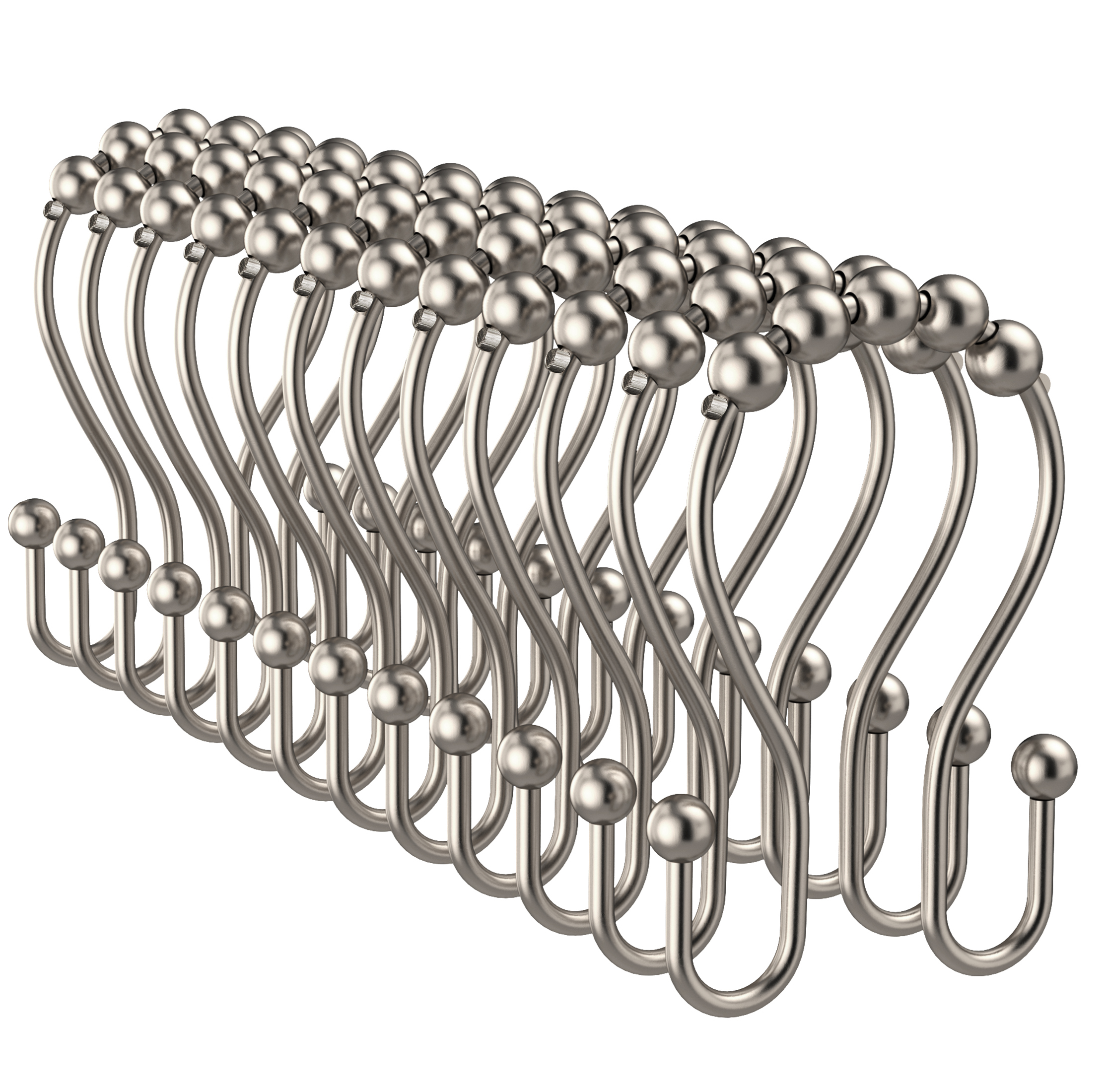 Wagon Wheel Shower Curtain Hooks, Satin Nickel