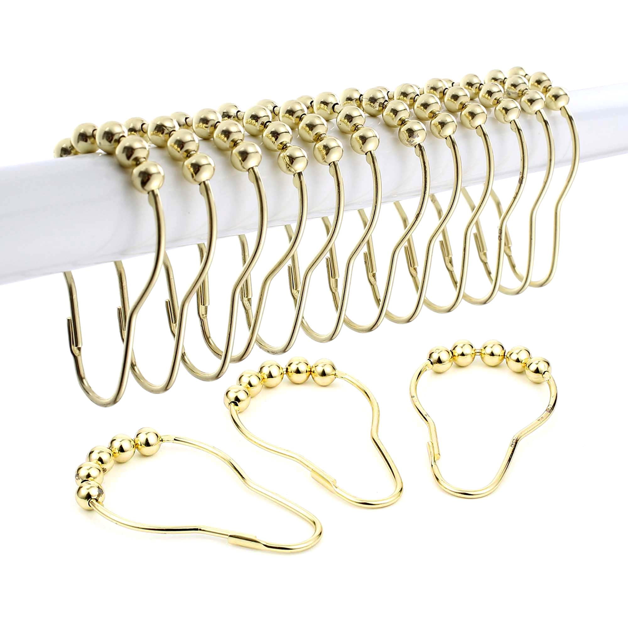 Siaomo Shower Curtain Rings Hooks, Durable Stainless Steel, Rustproof