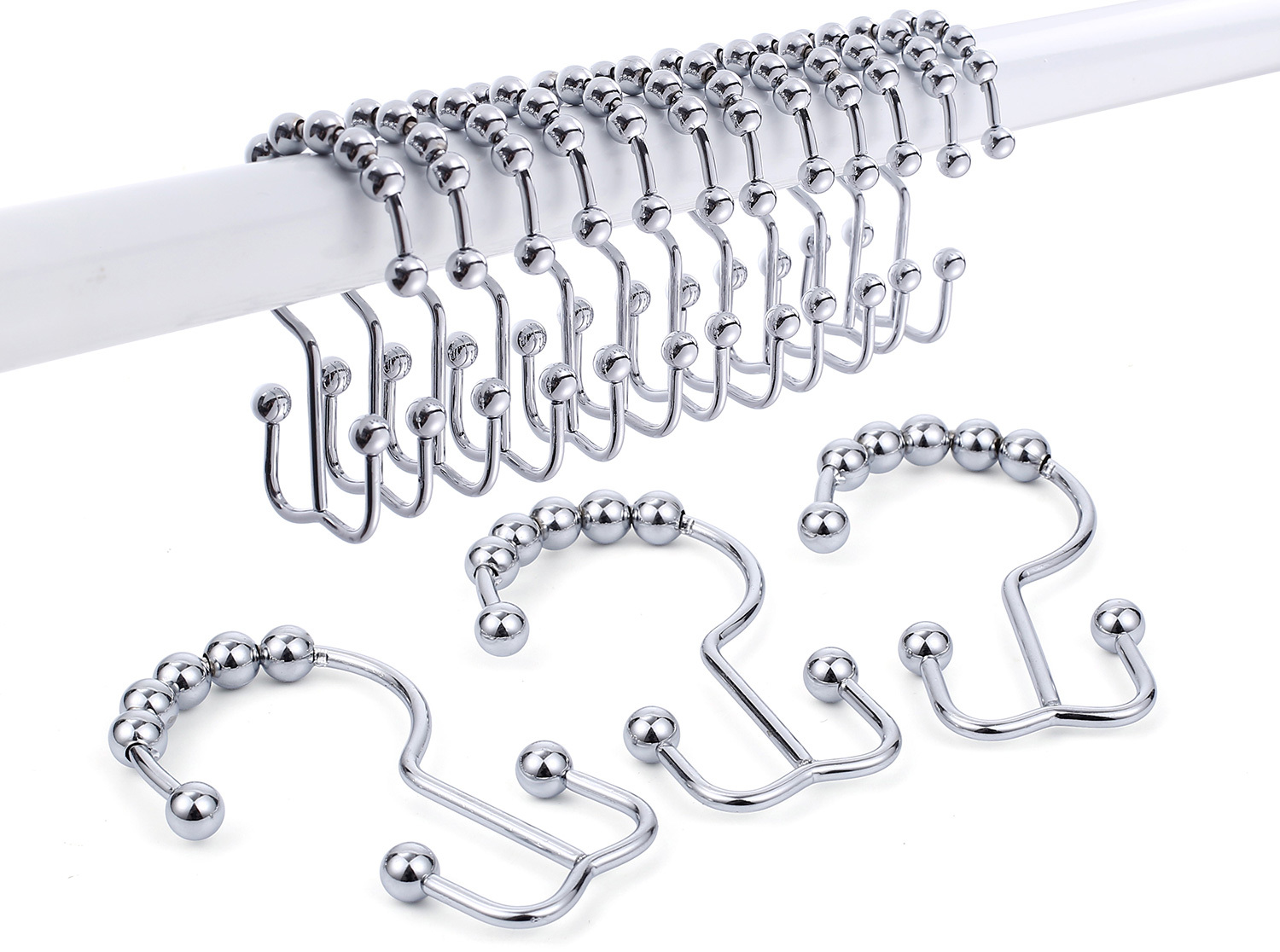 Siaomo Shower Curtain Rings Hooks, Premium Stainless Steel, Rustproof