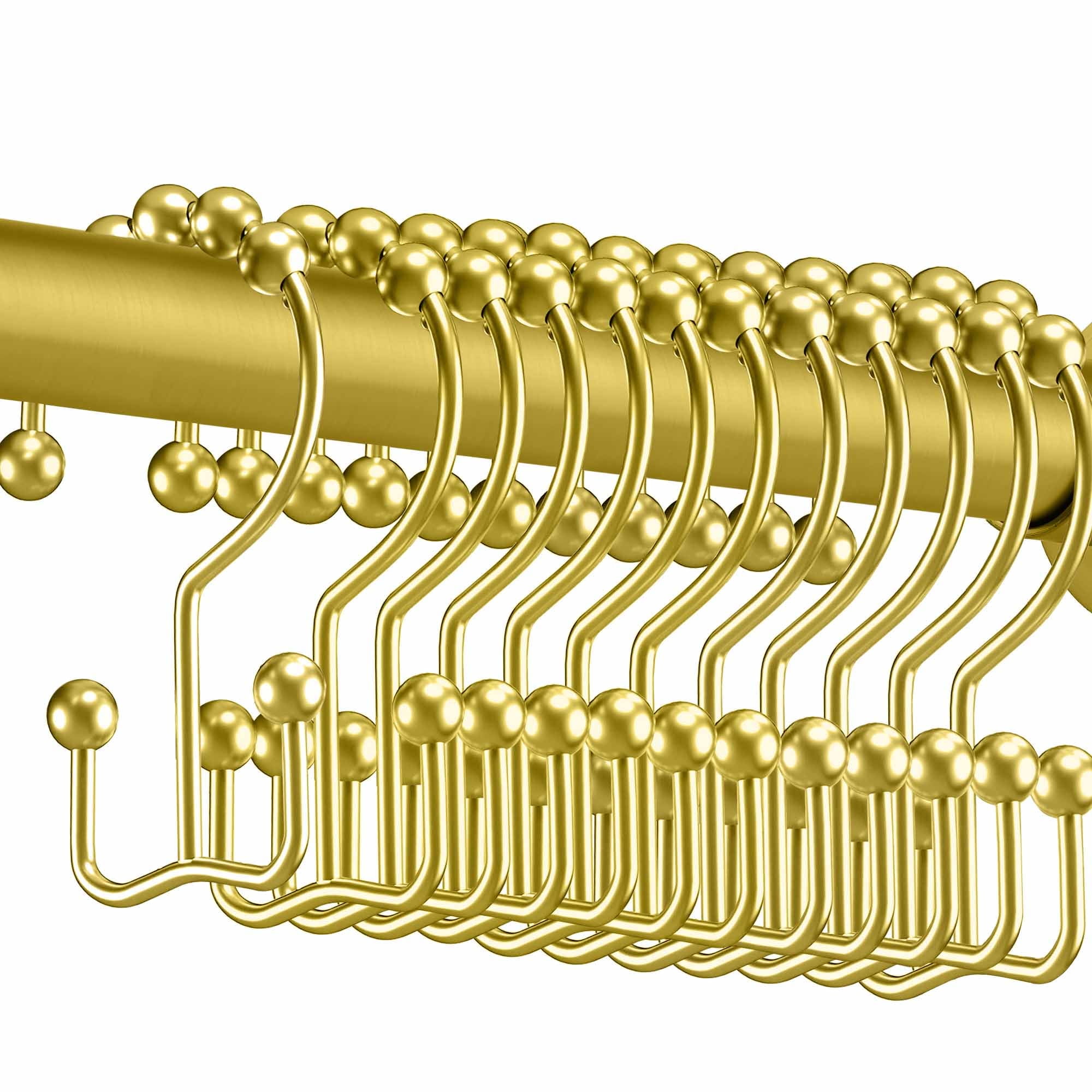 Siaomo Shower Curtain Rings Hooks,Stainless Steel,Rustproof,for Bathroom-Double Hooks-Set of 12,Gold - Walmart.com