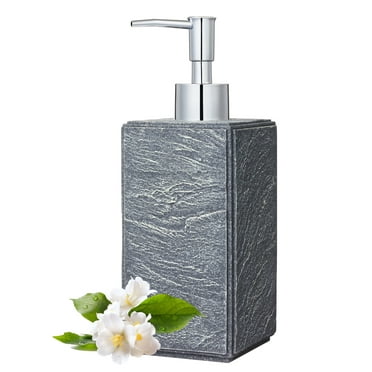 Siaomo Soap Dispenser with Pump, [10.15 oz] Resin with shale Finish, Hand Soap Dispenser for Bathroom, Dish Soap Dispenser for Kitchen, Refillable Liquid - Grey