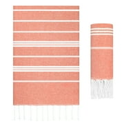 Siaomo Turkish Beach Towel Cotton,Sand Proof,Oversized 71*35",Quick Dry,Soft,Travel Towels -Orange