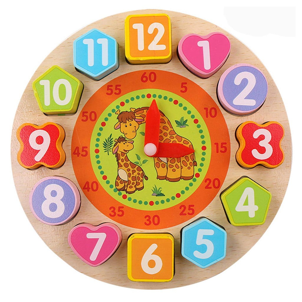Tailored Education Wooden Shape Color Sorting Clock Teaching Number Blocks