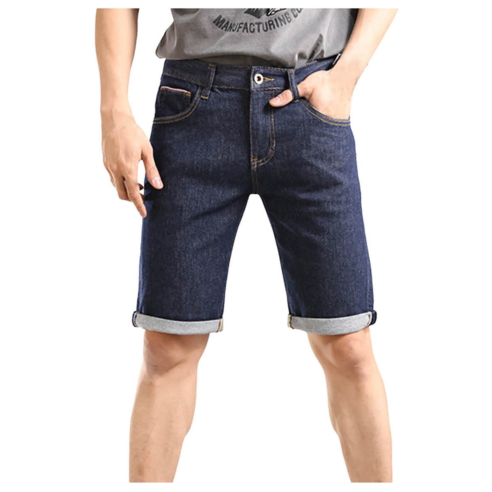 Siaonvr Men's Athletic Fit Jean Mens Retro Stretch Denim Shorts ...