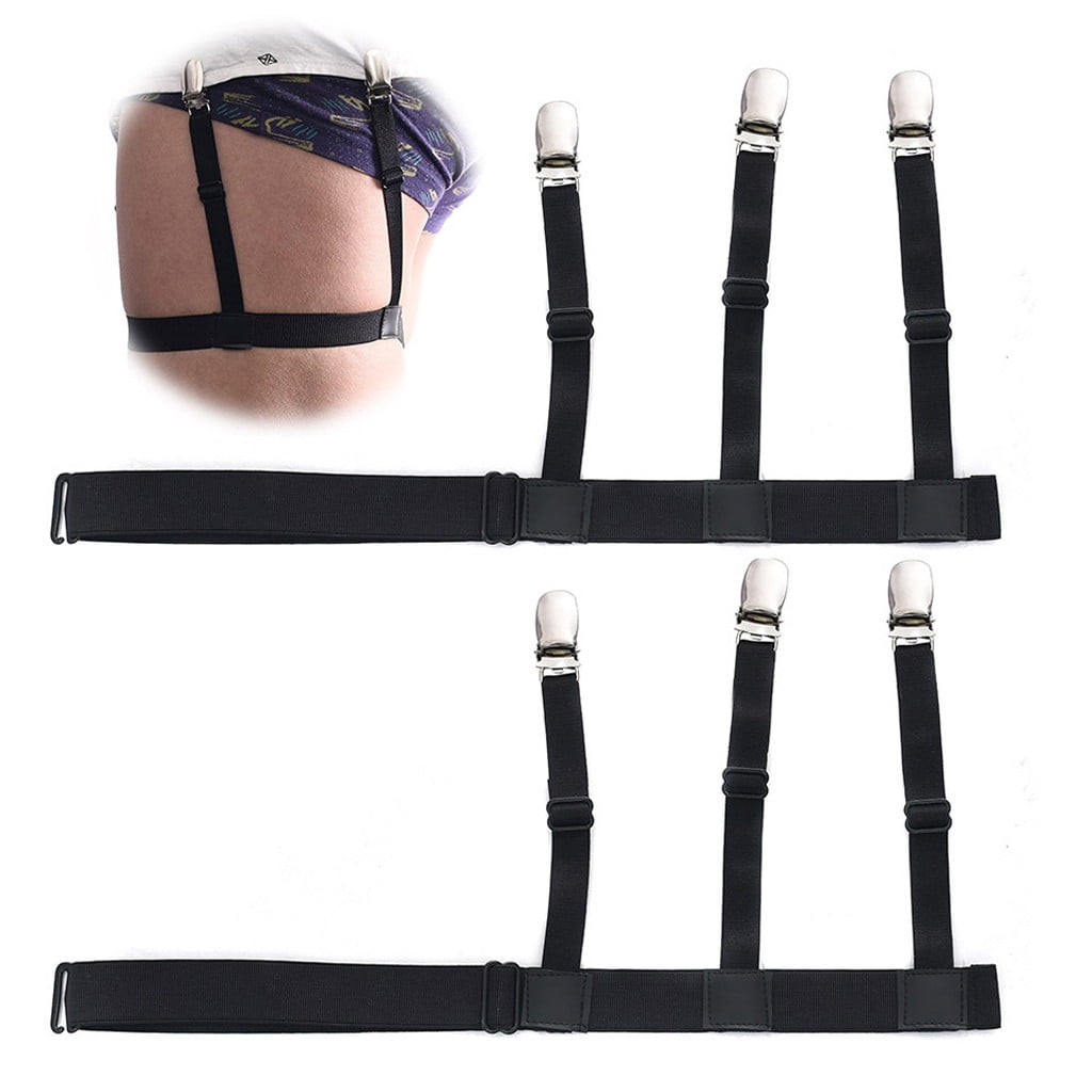 Siaonvr Men's Shirt Stays Holders Elastic Garter Belt Suspender Locking