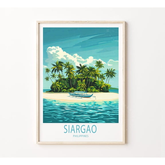 Siargao Philippines Cloud 9 Surf Island Coastal Wall Art, Unframed Paper Poster 8x10in