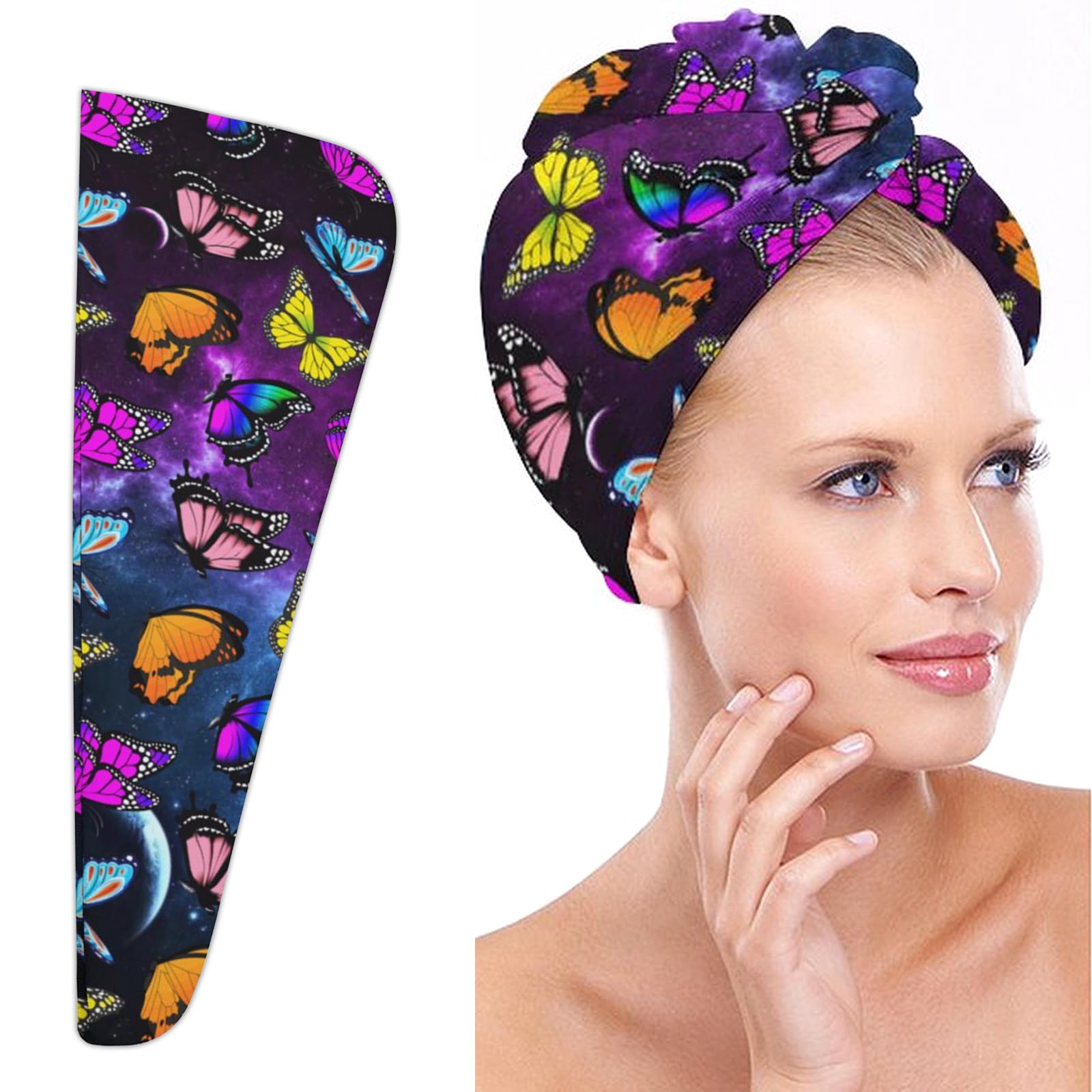 Siarnew Super Absorbent Quick Dry Microfiber Hair Towel with Button