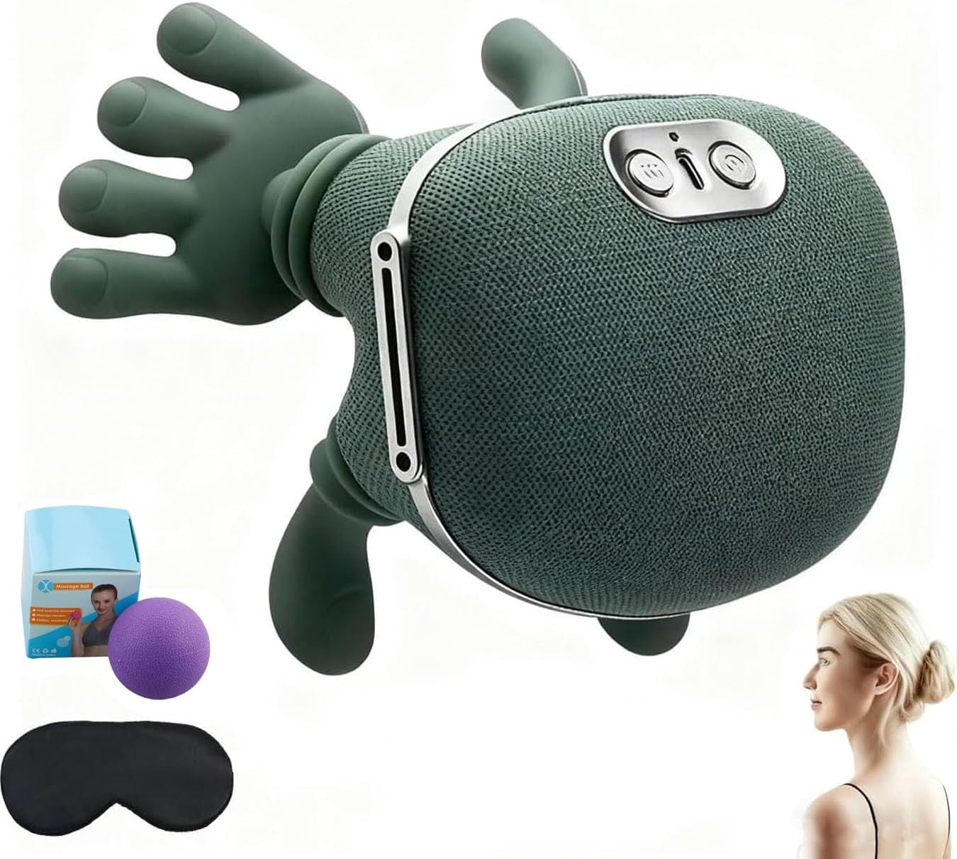 Siasoo Neck Massager, Bionic Heated Deep Tissue Back Massager with 4D Kneading and Simulated Hand Design, Wireless Portable Neck and Shoulder Massager for Pain Relief and Relaxation