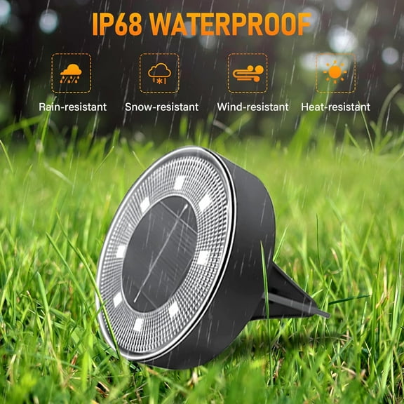 Siatom Solar Ground Lights 12 Pack, IP68 Waterproof Solar In-Ground Light for Outdoor, Flat Landscape Lighting, Garden Disc Light for Pathway, Walkway, and Yard - 12 Pcs (Cool White)