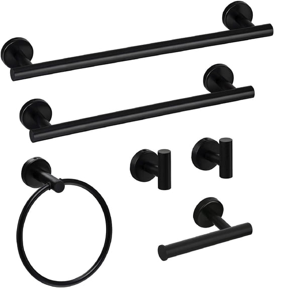 Siavonce 6 Pieces Bathroom Hardware Set Black 24*3.14*2.04INCH Matte