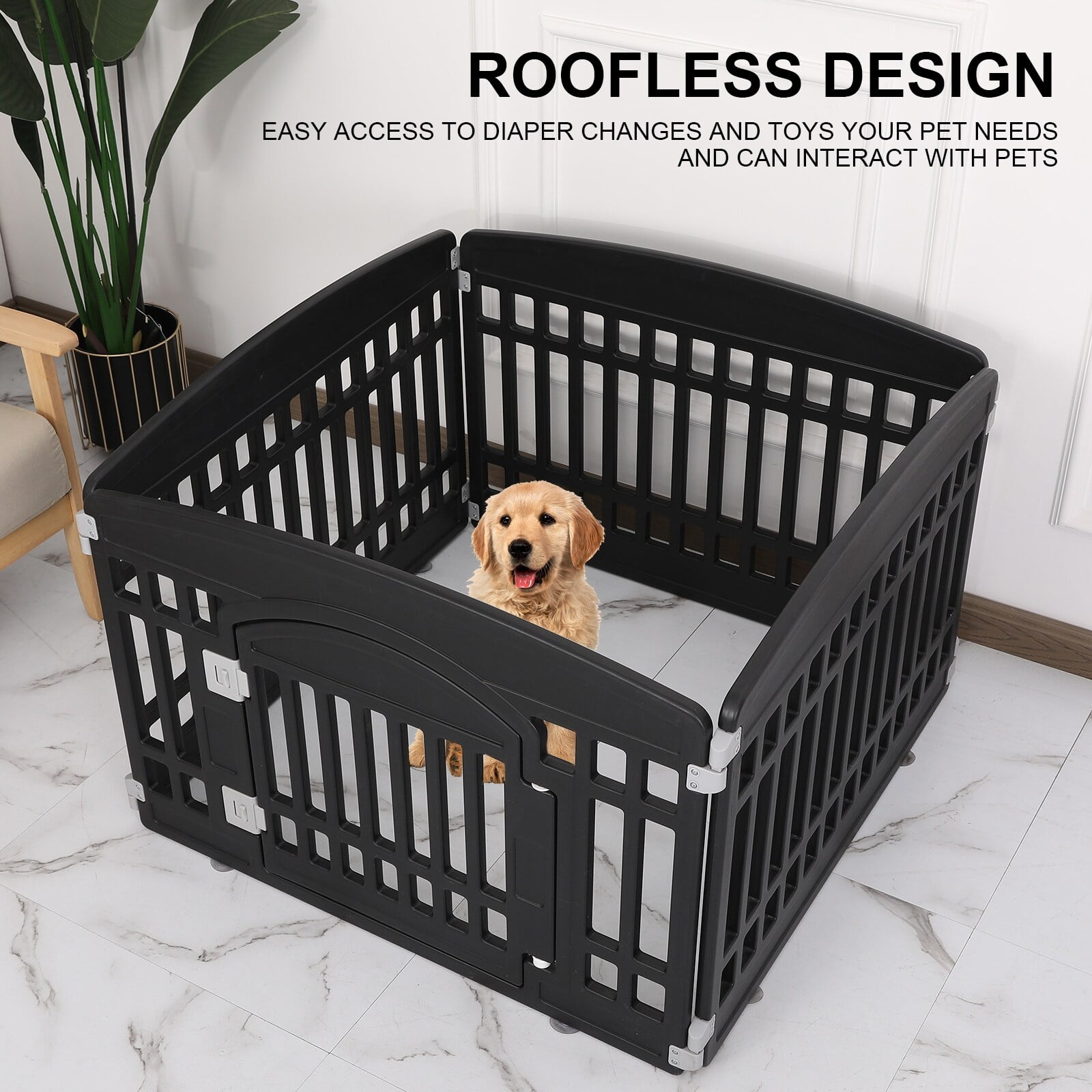 Siavonce Pet Playpen Foldable Gate for Dogs Heavy Plastic Puppy Fence
