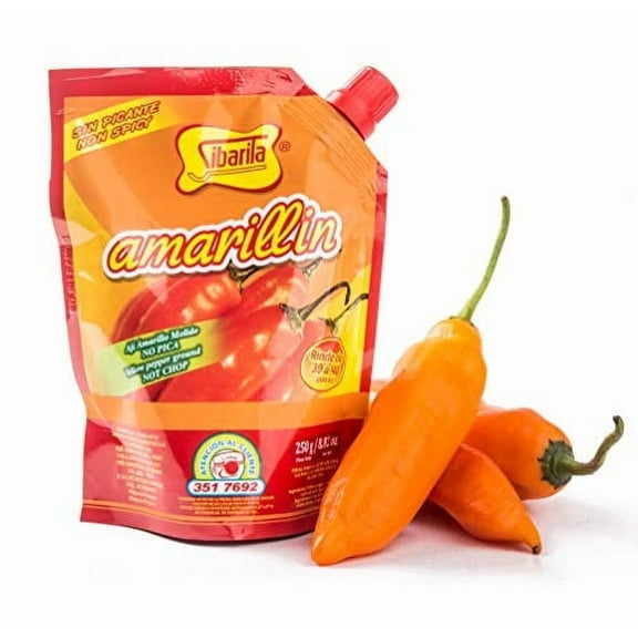 Sibarita Aji Amarillo Pepper Sauce - Peruvian Yellow Chili Paste Peppers - Non Spicy - 250 Grams - 8.82 Oz