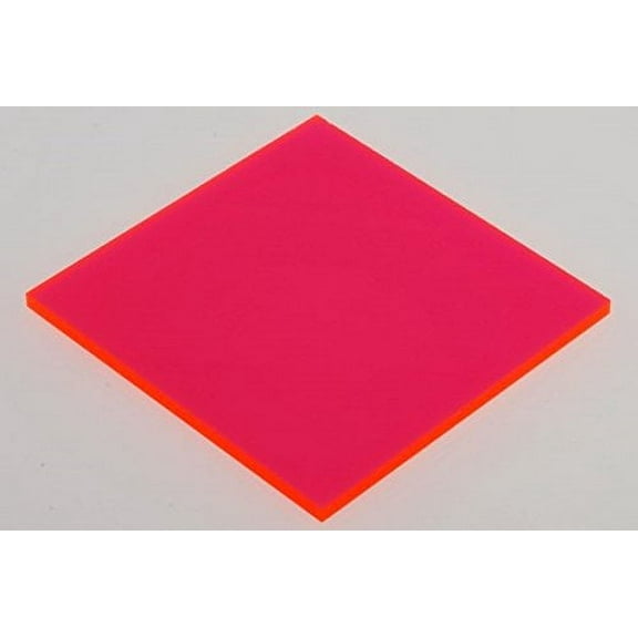 Sibe-R Plastic Supply  ONE- RED/PINK FLUORESCENT ACRYLIC PLASTIC SHEET 1/8"  12" X 12" ^