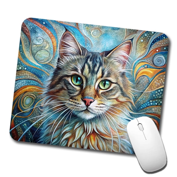Siberian Cat Abstract Art Mouse Pad Low Profile Gaming Mat